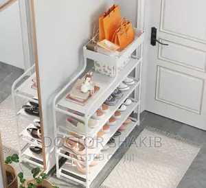 Thick Steel Shoe Rack Organizer With 5 Layers