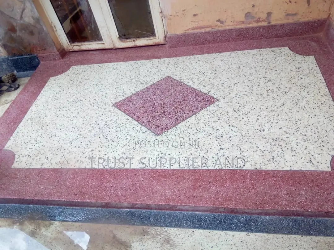 Terrazzo White and Maroon Terrazzo Floor