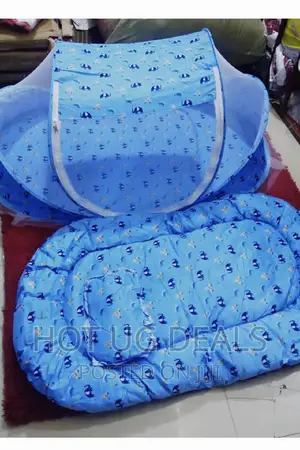3in 1 Baby Mosquito Net With Pillow, Mattress- Blue