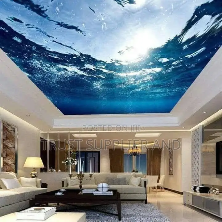 Gypsum Ceiling With a Wall Paper