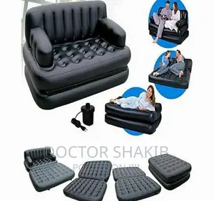 Multifunction 5 In 1 Sofa Inflatable Flocked Airbed