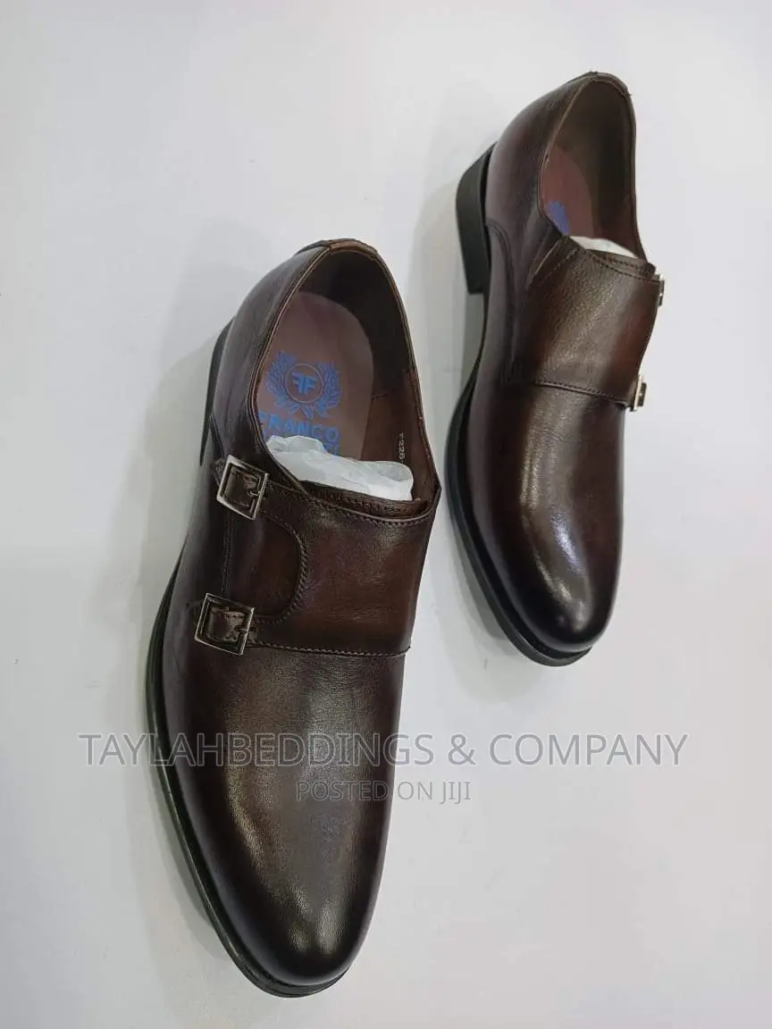 Men's Brown Leather Double Monk Strap Elegant Formal Shoes