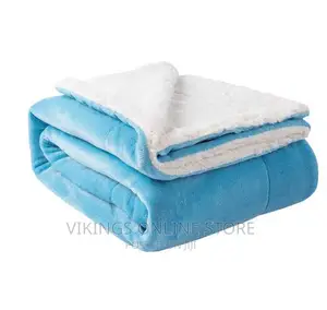 6*6 Fleece 2 in 1 Sherpa, Plush Blanket- Sky Blue