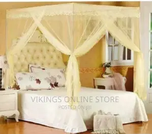 5*6 Mosquito Net With Strong Poles Stands- Cream
