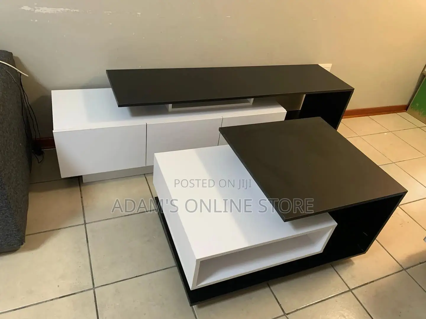 Black and White TV Stand and Center Table