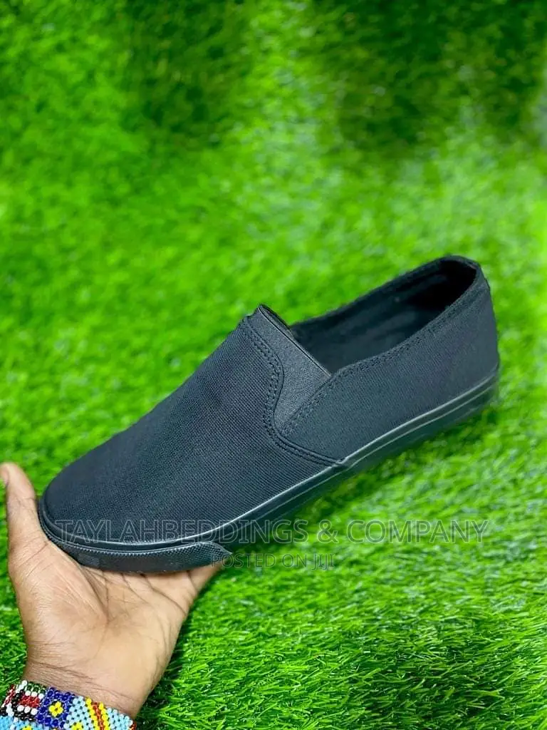 Men’S Slipon Plimsolls Shoes – Black