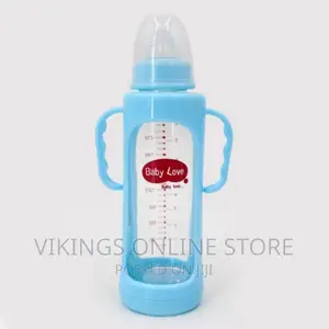 240 Ml Milk Glass Baby Feeding Bottle – Blue
