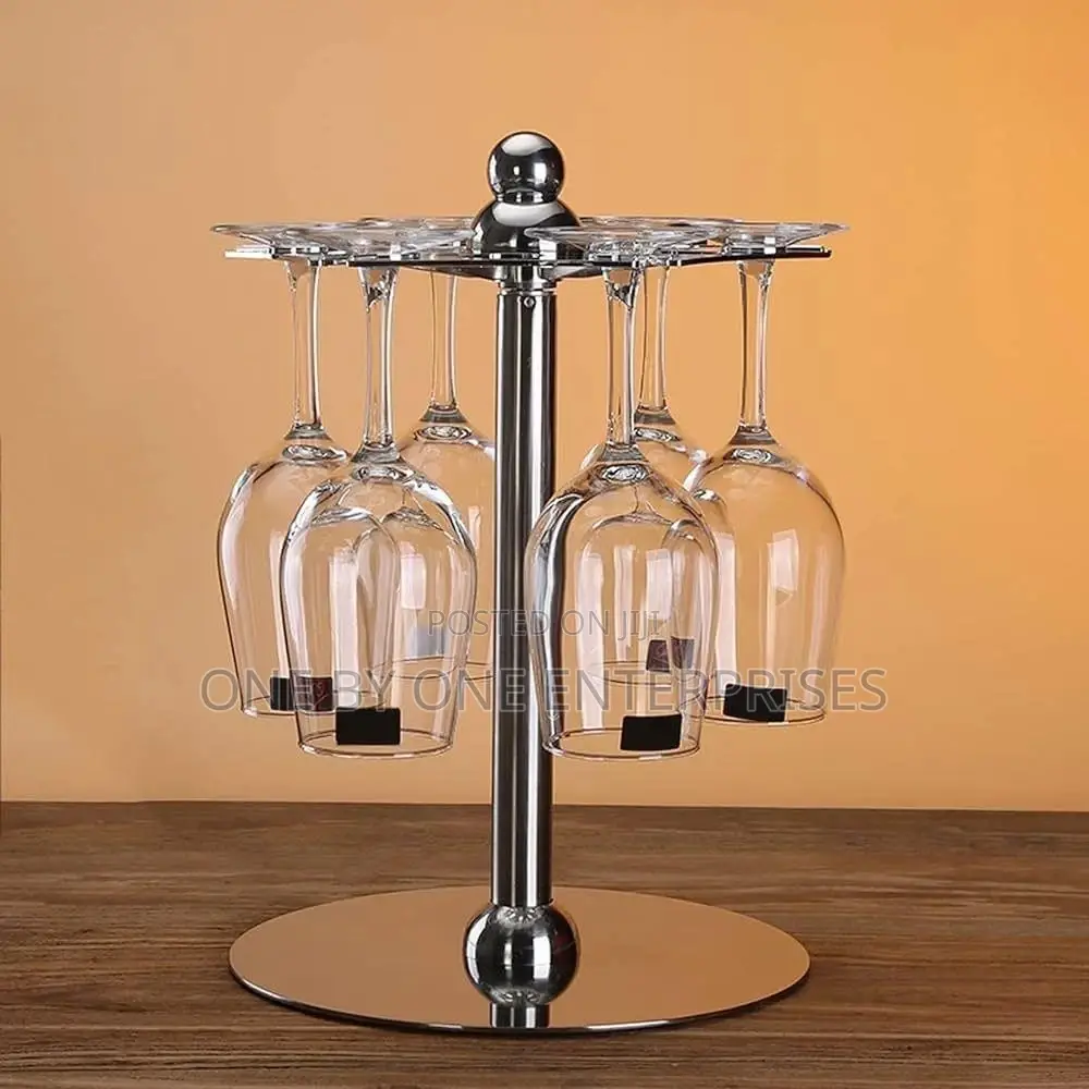Countertop Rotating 6 Glass Cup Holder Drying Rack Stand