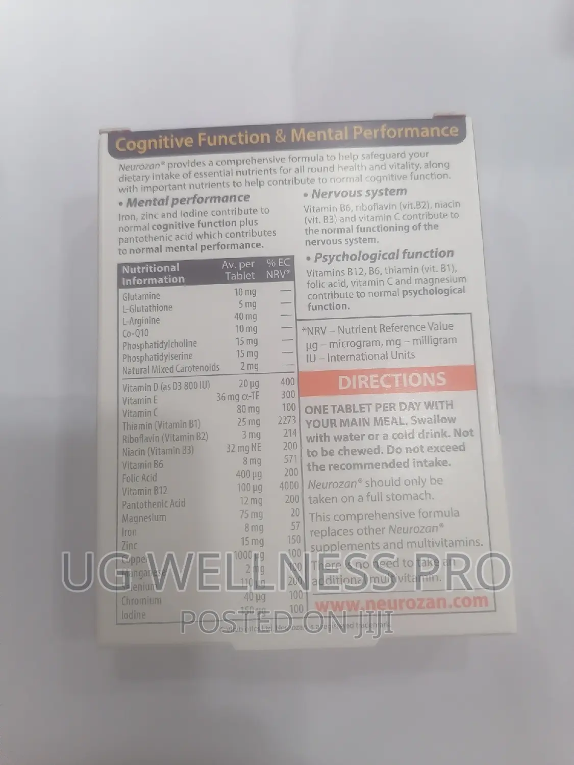 Neurozan Supplement 30 Tablets Feed Your Mind