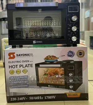 Sayona 45L Microwave Oven, Two Hotplates on Top and Grill