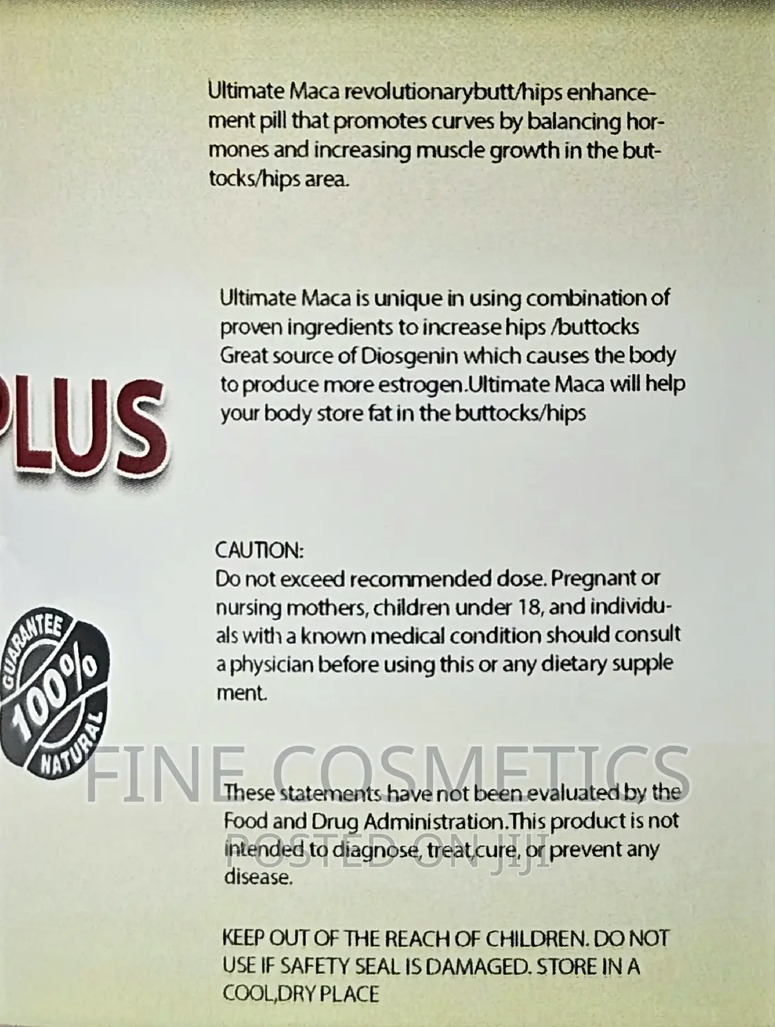 NEW ULTIMATE MACA PLUS |Hip and Butt Enlargement 120capsules