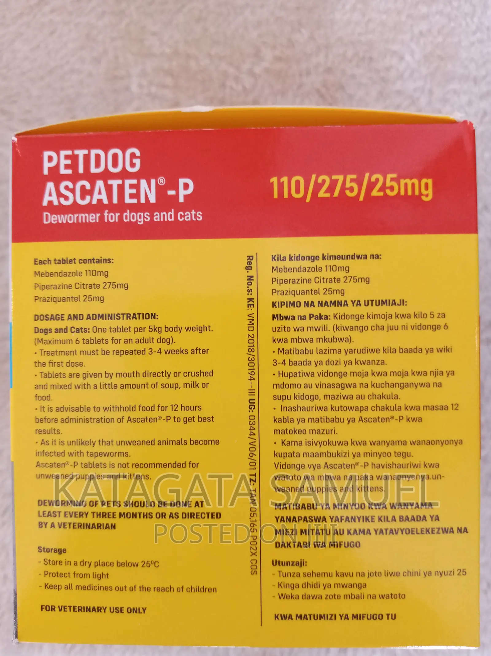 Ascaten-P Dog Dewormers 6 Tablet Pack