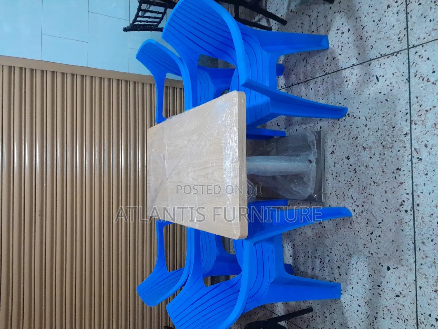 Executive Imported Dining Table With 4 Blue Chairs