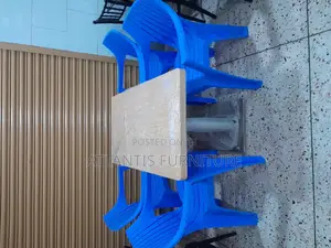 Executive Imported Dining Table With 4 Blue Chairs