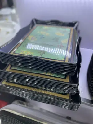 3pcs Set of Black Melamine Tray