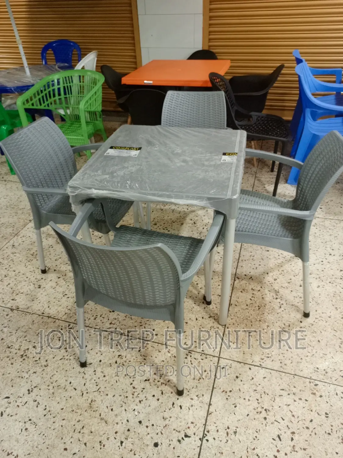 Plastic Set Restaurant Table and Chairs.