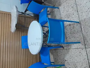 White. Foldable Plastic Table With Chairs