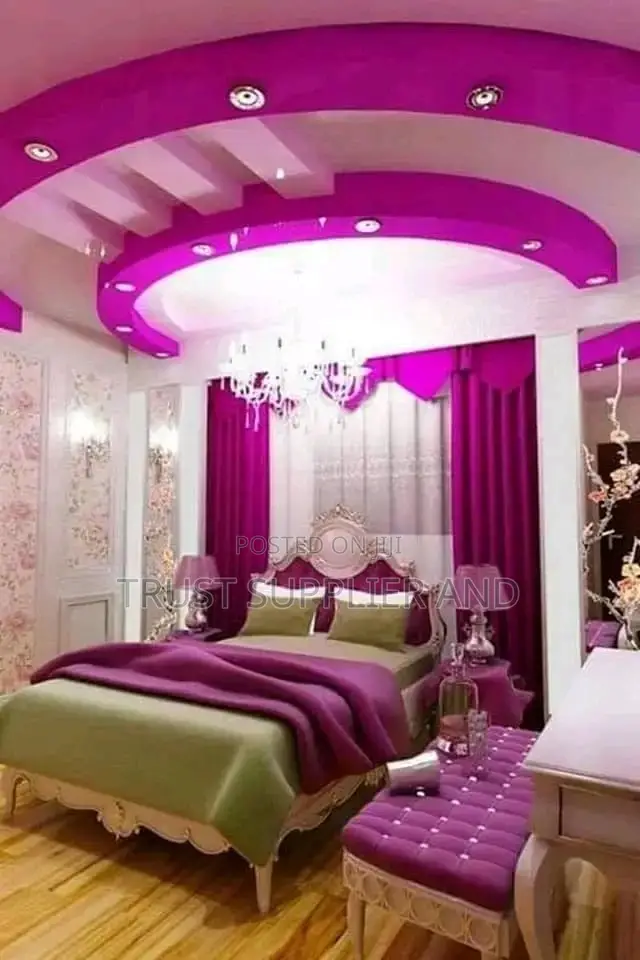 Gypsum Ceiling Bedroom Pink 1