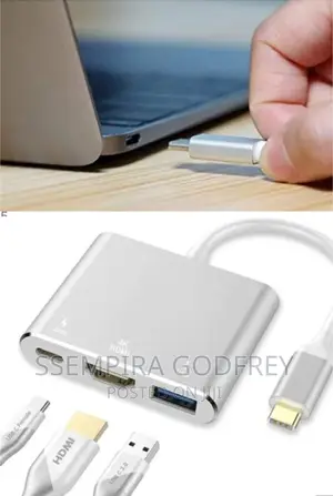 Type C To Hdmi Adapter 3 In 1 White Colour