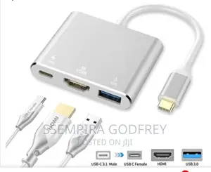 Type C To Hdmi Adapter 3 In 1 White Colour