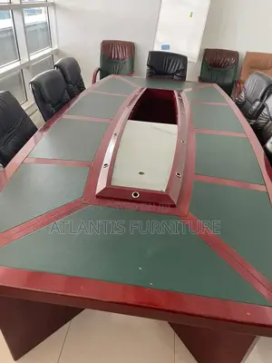 Mahogany Board Room Table With Middle Glass.