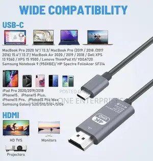 Phone to HDMI Cable Adapter Type C to HDMI Hz Data Transfer