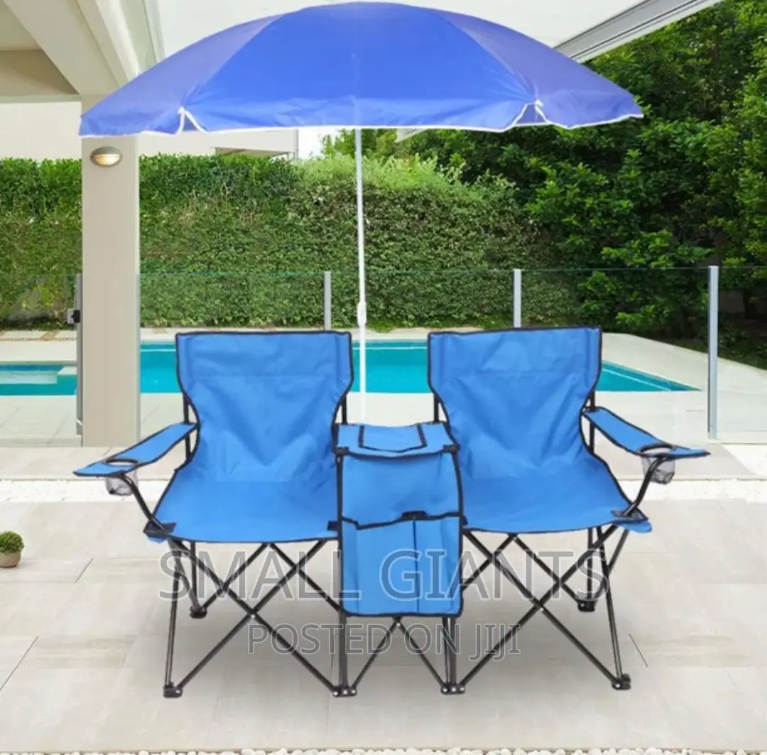 2 Foldable Camping Chairs With Umbrella