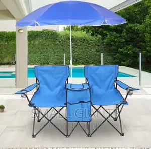 2 Foldable Camping Chairs With Umbrella
