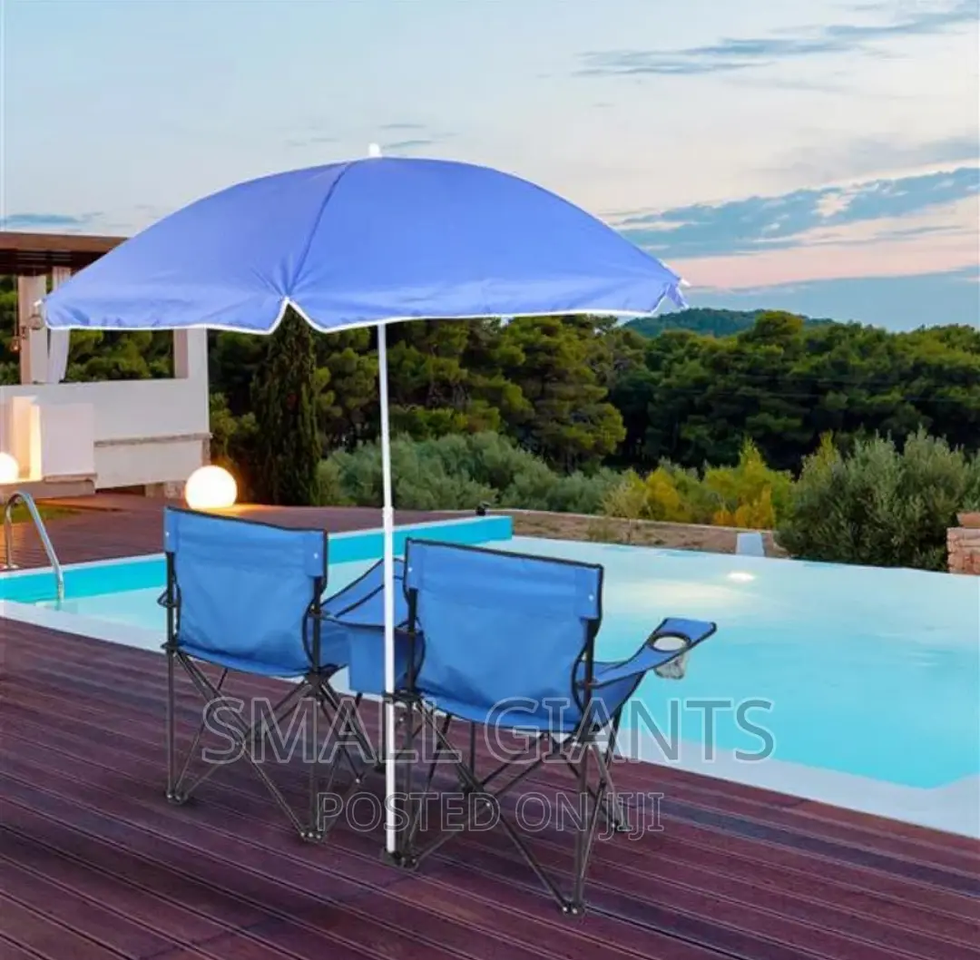 2 Foldable Camping Chairs With Umbrella