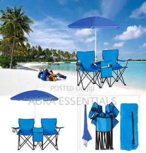 2 Foldable Camping Chairs With Umbrella
