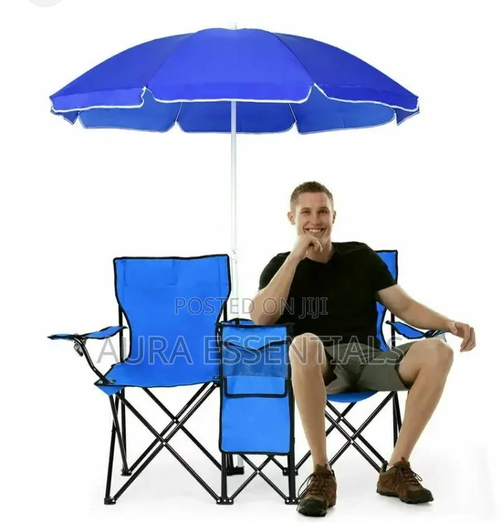 2 Foldable Camping Chairs With Umbrella