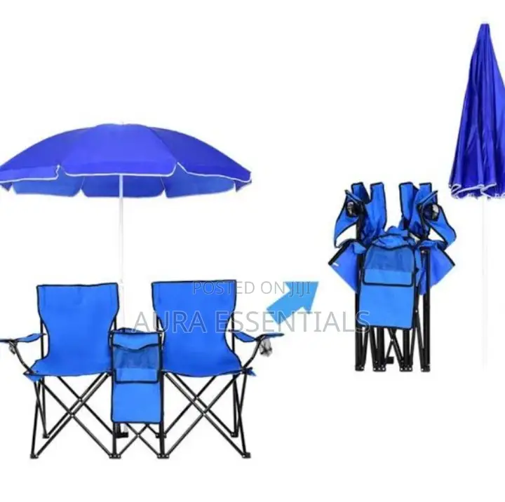 2 Foldable Camping Chairs With Umbrella