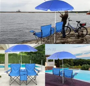 2 Foldable Camping Chairs With Umbrella