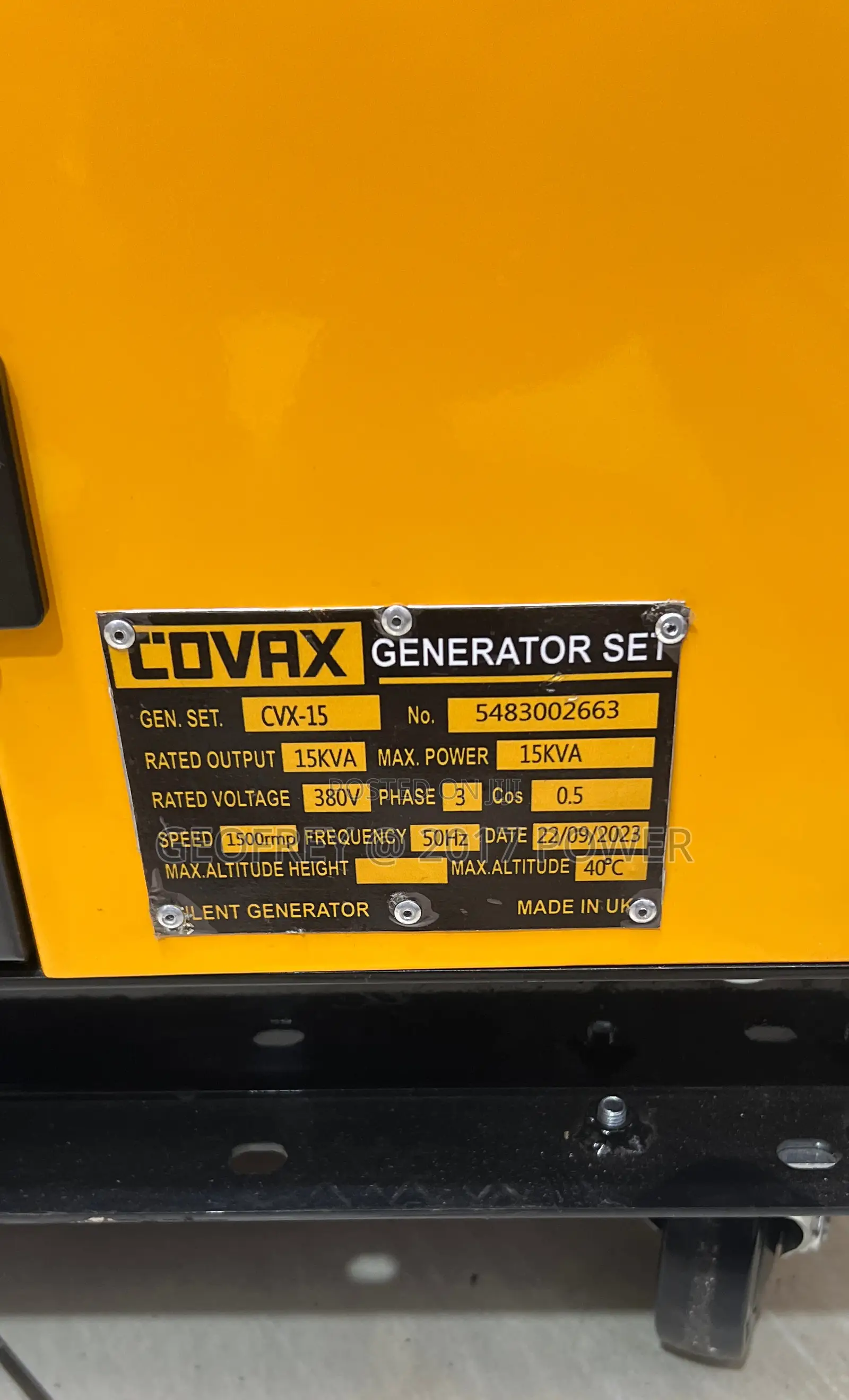 Covax 15kva Three Phase Diesel Generator Water Cooled