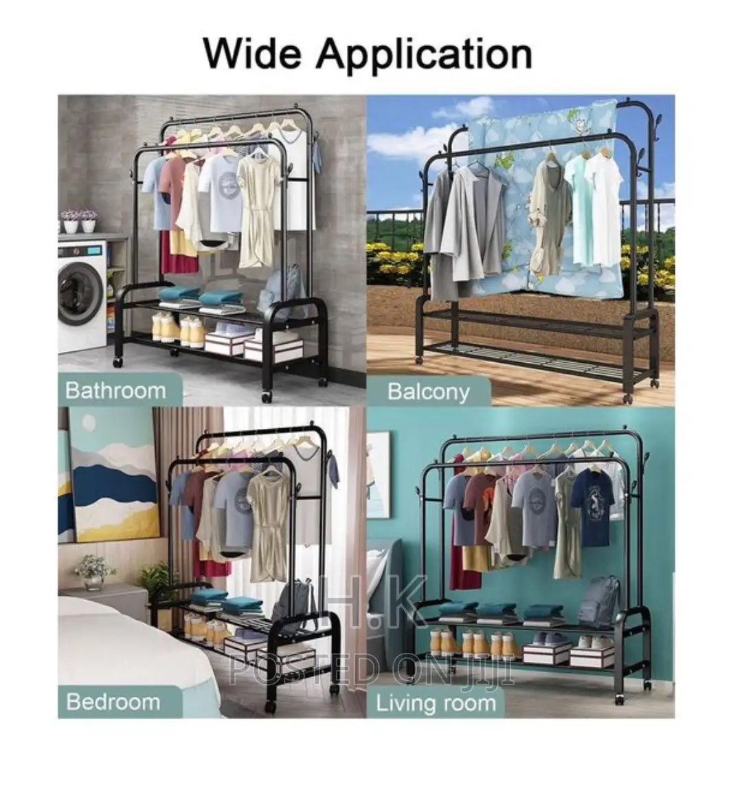 Clothes Shoes Rack Standing Storage Organizer With Hook