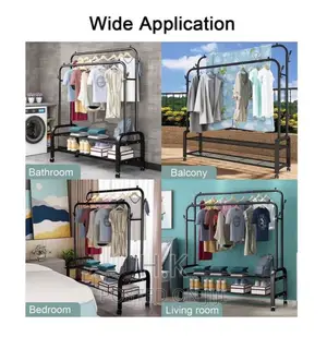 Clothes Shoes Rack Standing Storage Organizer With Hook