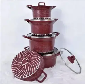10 PCS Heavy Granite Cooking Pot Set With Lids
