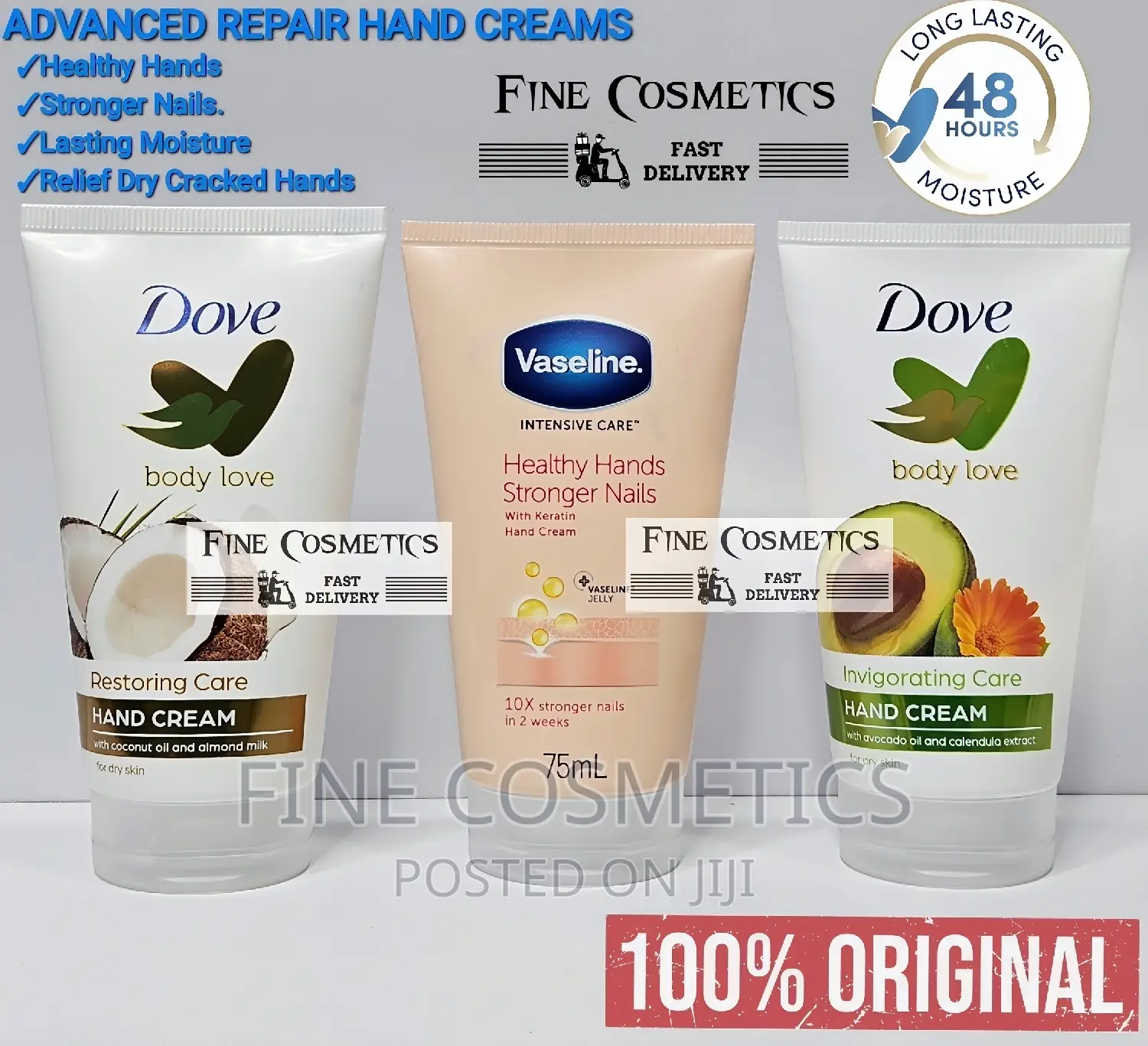 HAND CREAMS VASELINE AND DOVE Deep Moisturizing for Dry Hand