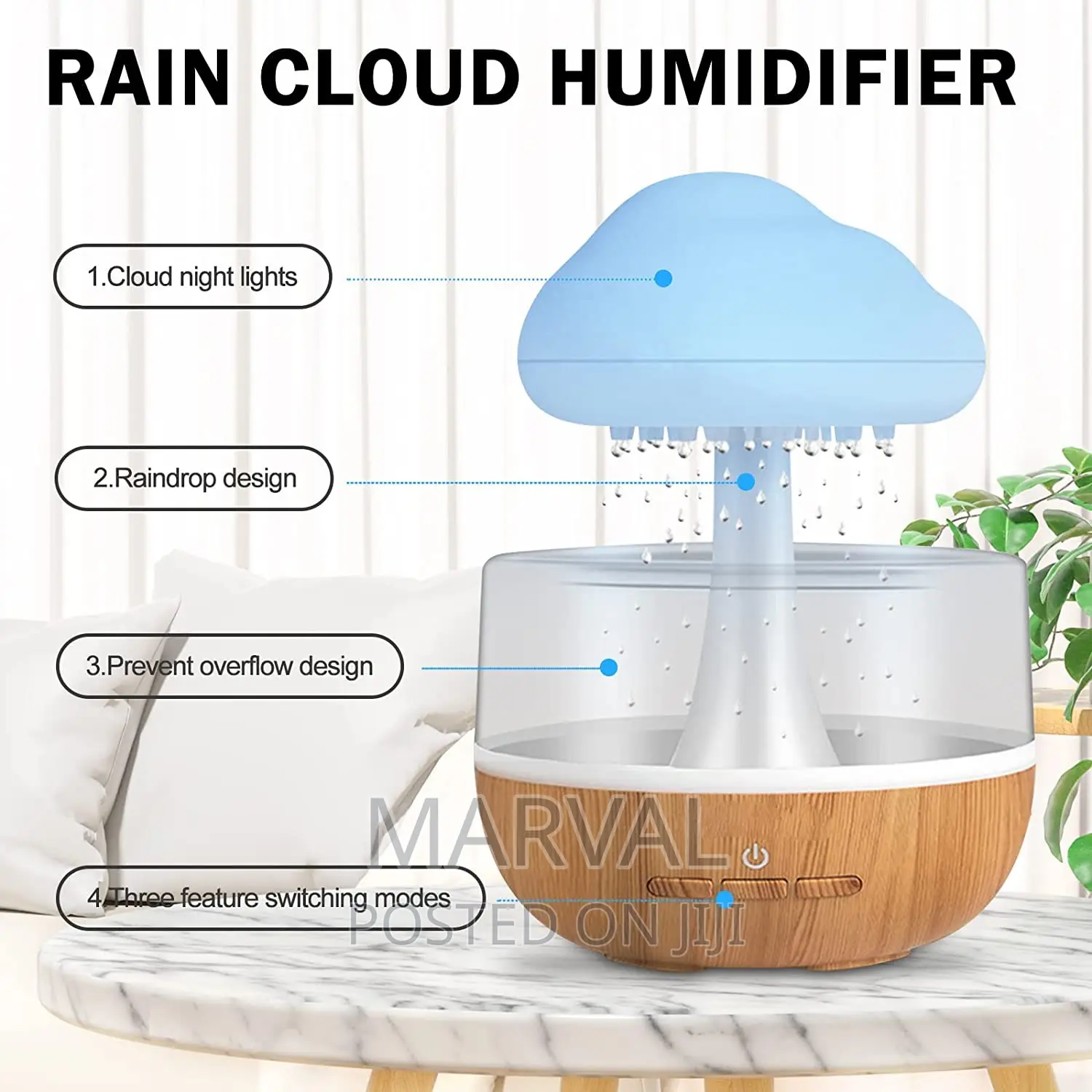 Round Electric Home Rain Cloud Diffuser