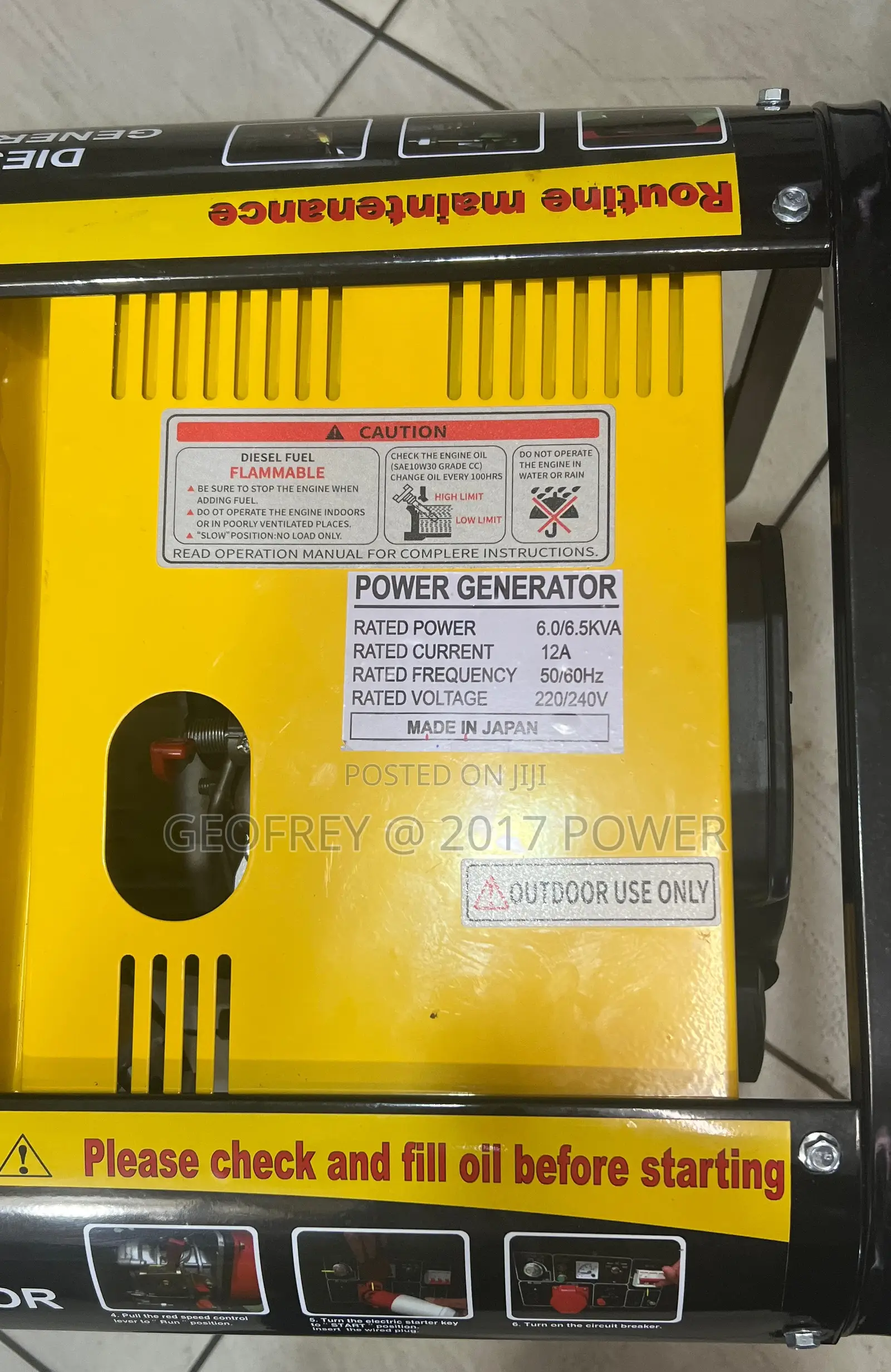 Honda Diesel Generator 6kva Copper Key Start