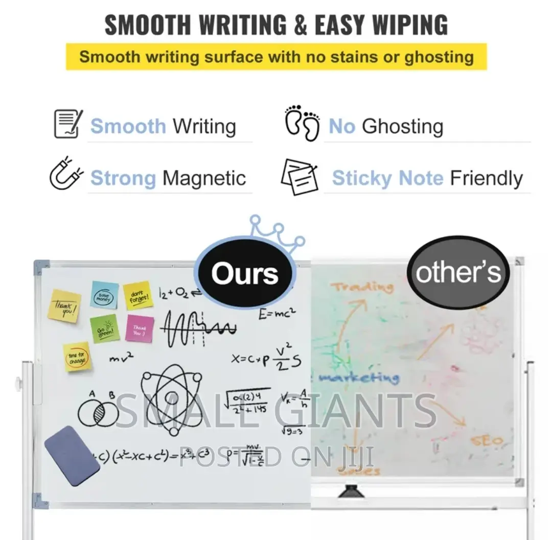 90x120 White Board With Stand, Markers and Eraser