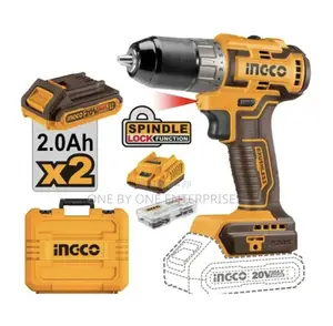 Ingco Lithium-Ion Brushless Impact Drill 20v, 2 Batteries