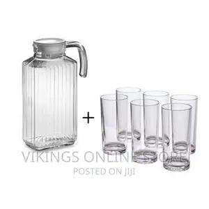 6 Drinking Glasses Plus 1 Glass Jug-Transparent