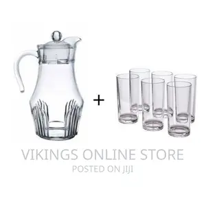 Quality 6 Drinking Glasses Plus 1 Glass Jug -Transparent