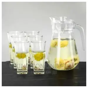 Elegant Jug With Unique Design Plus 6 Adorable Glasses