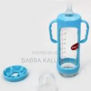 240ml Milk Glass Baby Feeding Bottle _ Blue