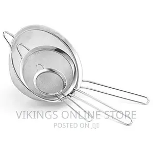 3pcs Big Sieves Fine Mesh Food, Juice Strainers - Silver