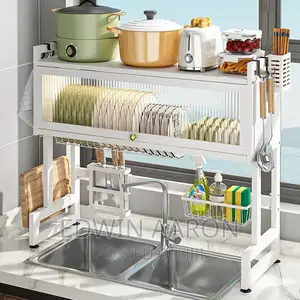 Double Over the Sink Dish Rack With Cover for the Top Tier.
