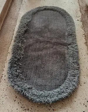 Oval Bedside Mat / Door Mat Gray