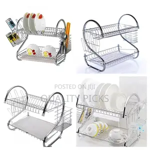 2 Layer Stainless Dish Rack Organizer
